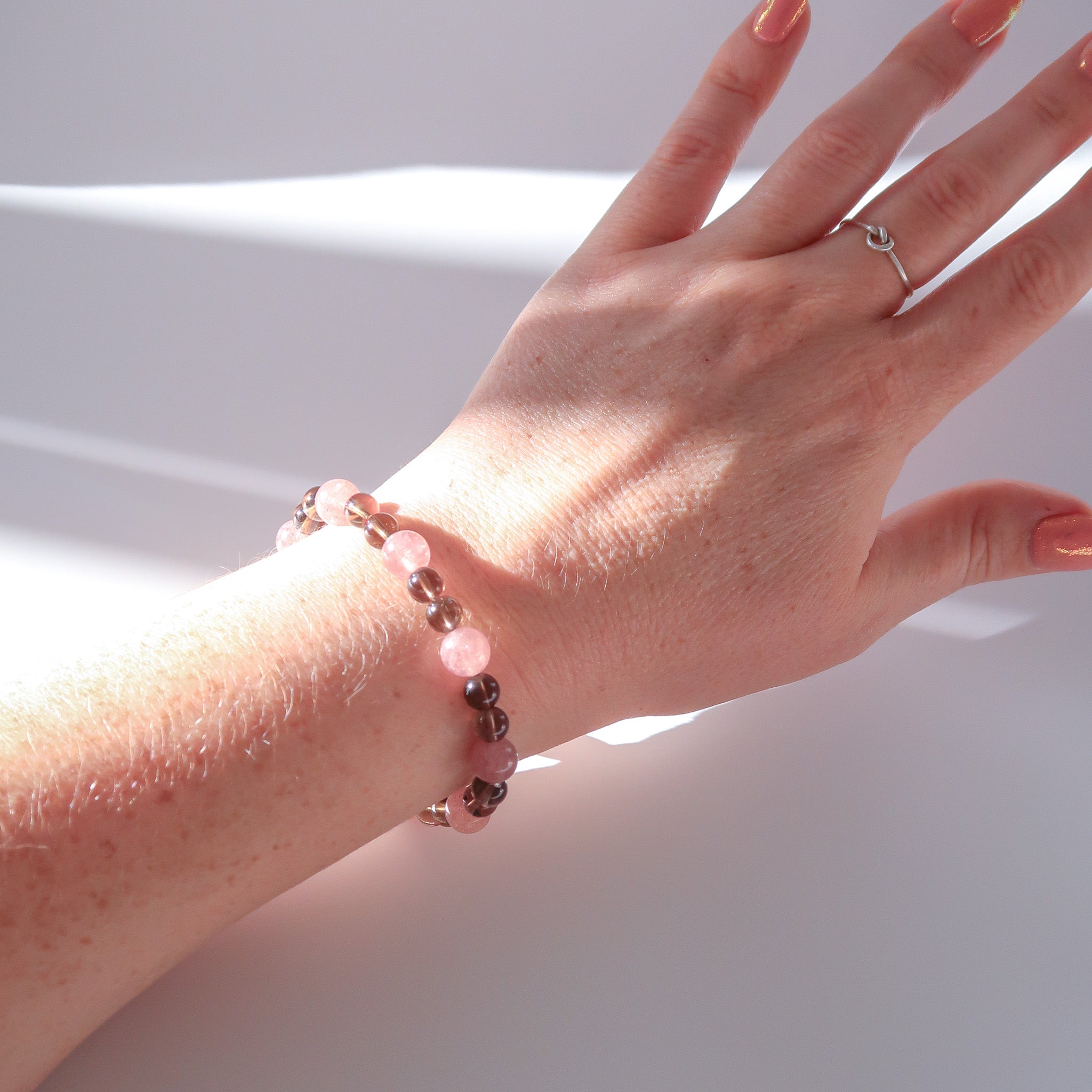 Smoky Quartz & Strawberry Quartz Bracelet