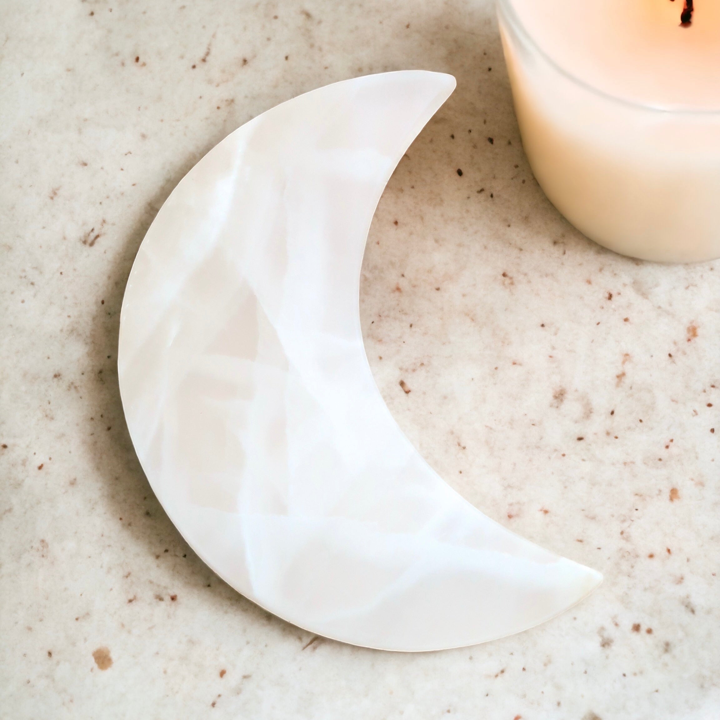 White Onyx Crescent Moon Plate