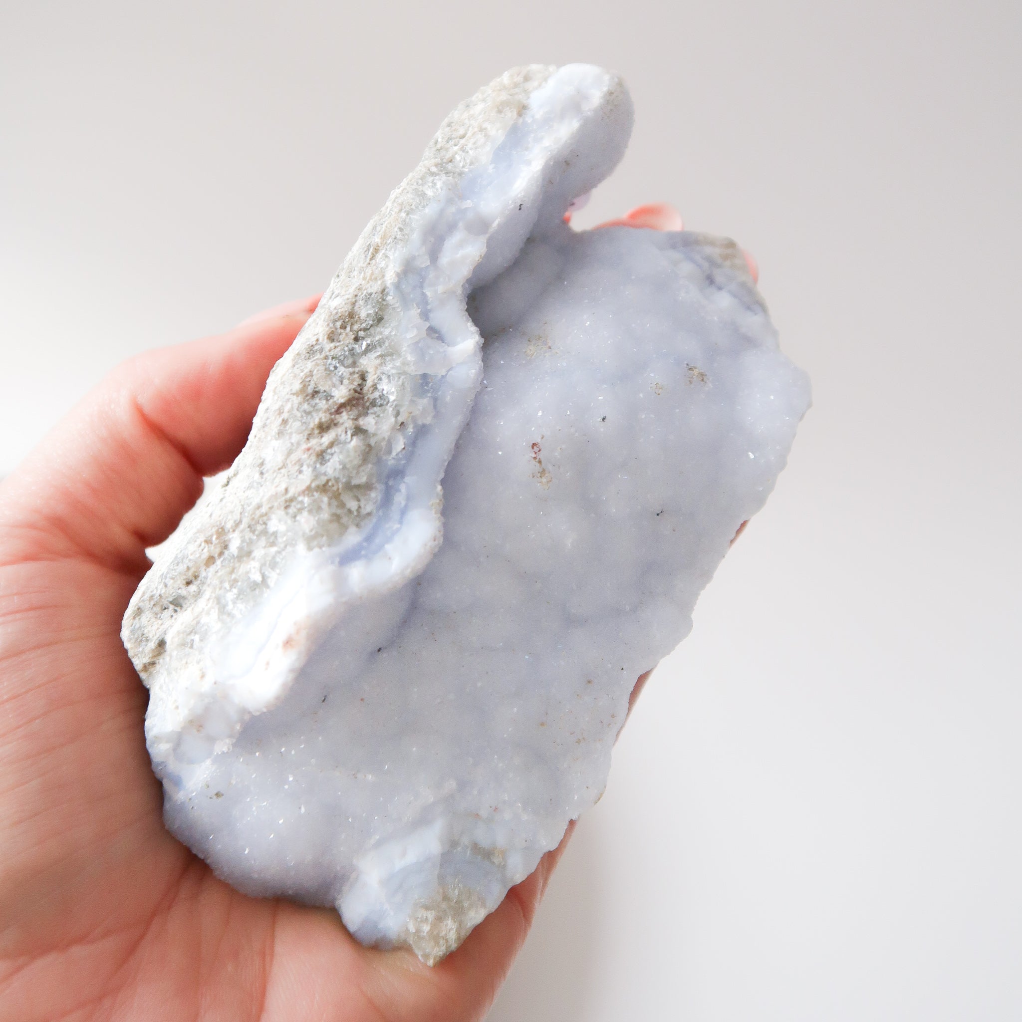 Natural Raw Large Drusy Blue Lace Agate Crystal Geode 