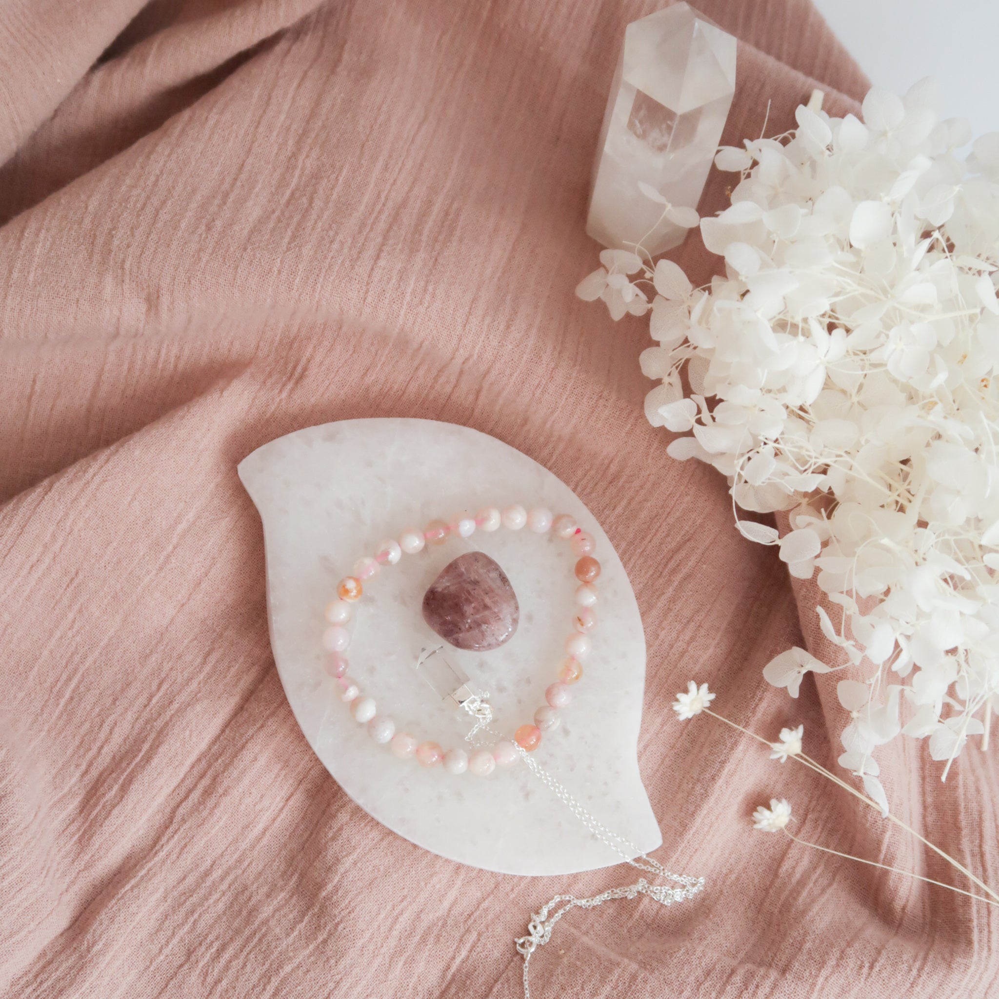 Selenite Leaf Charging Plate