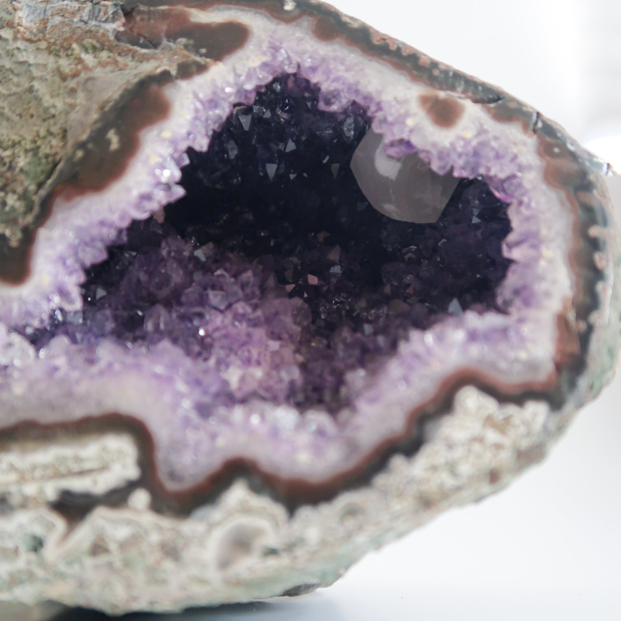 Amethyst Geode with White Calcite Inclusion